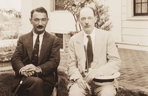Edwin Arlington Robinson and former rabbi-turned-author Lewis Browne at The MacDowell Colony, ca. 1927.