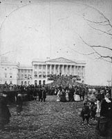Inauguration of President Hayes, Showing Senate Wing of the U.S. Capitol and the Crowd on the Lawn before It, March 5, 1877