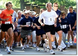 President George W. Bush competes in the 3 mile run.