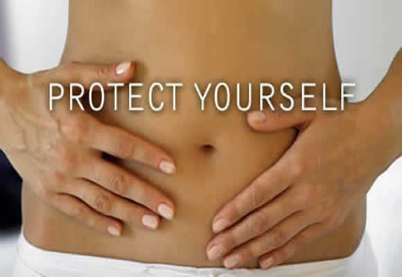 Front: Graphic of a woman with hands on her stomach.  Text: Protect Yourself
Inside:  Chlamydia often has no symptoms and can cause infertility. You may want to have a baby one day, so get tested with a simple urine test.  Ask your doctor for a Chlamydia test every year or visit www.cdcnpin.org/stdawareness to find testing centers near you.
    