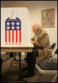 Vice President Dick Cheney votes in the Wyoming state primary election, Tuesday, August 22, 2006, at the fire station in his hometown of Wilson, Wyo. White House photo by David Bohrer