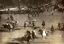 Women on horseback and women walking near the U.S. Capitol