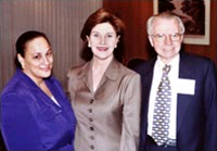 Mrs. Bush with Chief of Staff Jo Ann Jenkins and Center for the Book Director John Cole. Mrs. Bush will serve as honorary chair of "Telling America's Stories," the Library's national reading promotion campaign.