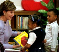 First lady Laura Bush, promoting one of her "lifelong passions"