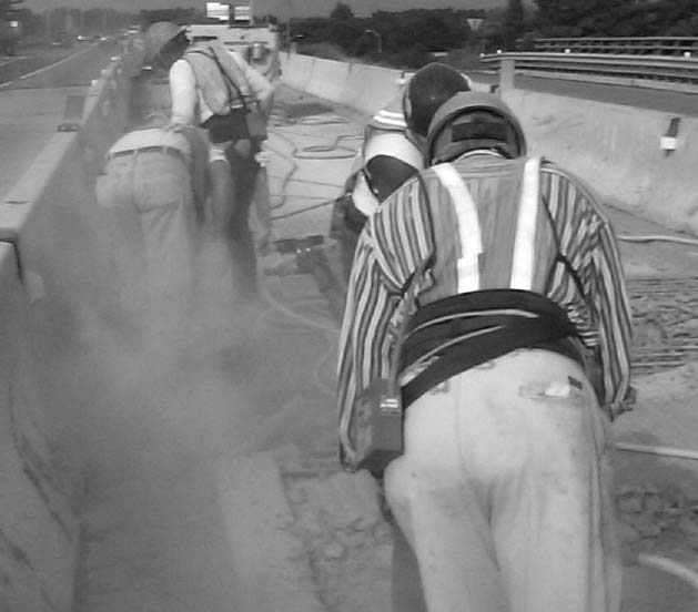 Workers in a dusty environment