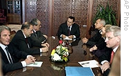 Egyptian Pres. Hosni Mubarak (C) meets with the EU diplomatic mission to the Middle East in Cairo, 05 Jan 2009