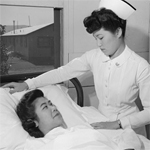 Nurse Aiko Hamaguchi and patient Toyoko Ioki, Manzanar