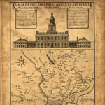 Philadelphia map with State House, 1752