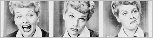three different faces made by Lucille Ball