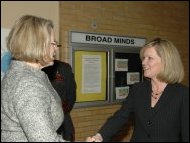 Secretary Margaret Spellings meets Principal Christine Riley.