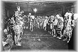 Yakama Indians at meeting in council hall, Toppenish, Washington, January 17, 1921