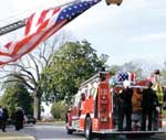 Fire truck during funeral