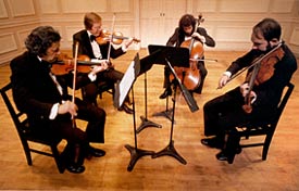 The Juilliard String Quartet, playing the Library's Stradavari instruments