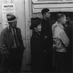 Japanese residents at Civil Control station for registration, San Francisco