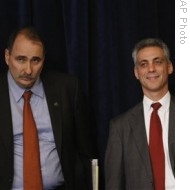 President-elect Barack Obama's designated Chief of Staff Rahm Emanuel, right, and David Axelrod (File photo)