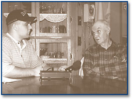Image: Shawn Orr interviews Mission Valley resident Waldo Phillips
