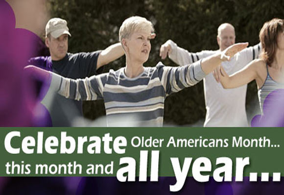 Image of two older adults walking outdoors with hand weights with text stating 
