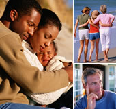 families,. women walking on beach, older man