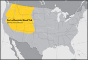 Image 2: Approximate distribution of the Rocky Mountain wood tick by state.