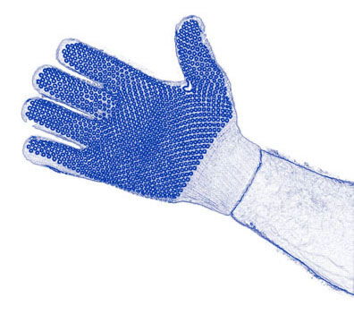 PVC-dot grip style gloves for use with drywall.