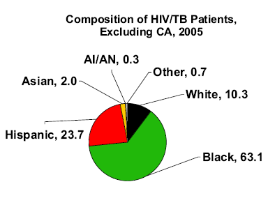 Composition of HIV/TB Patients Excluding CA, 2005