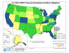 U.S. map showing the amount of federal funding obligated for FRPP cooperative agreements signed in FY2003, by State.