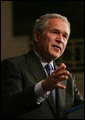 President George W. Bush gestures as he addresses his remarks on the U.S. economy and national security to the Associated General Contractors of America Wednesday, May 2, 2007, at the Willard Hotel in Washington, D.C. White House photo by Joyce Boghosian