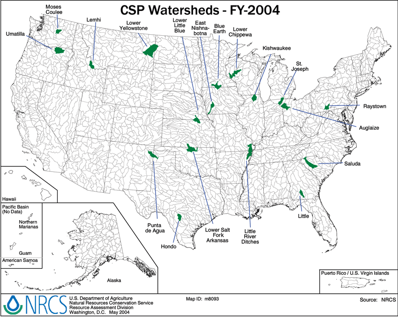 Map of CSP Watersheds - FY-2004