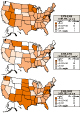 Respirable quartz: Geometric mean exposures by state, OSHA samples, 1979–2003