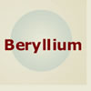 The word Beryllium on a beige background over a light blue sphere