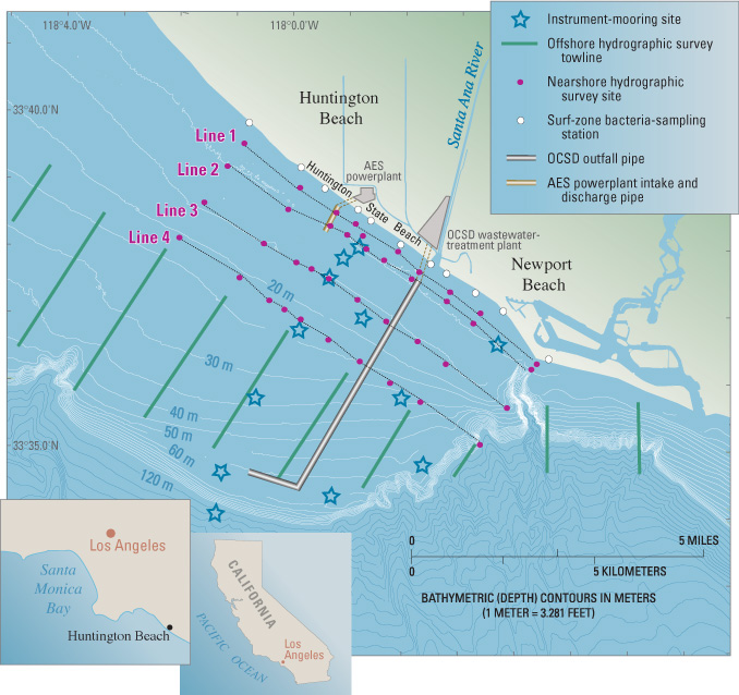 map of southern California showing the beaches and manmade structures discussed in this fact sheet