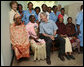 President George W. Bush and Mrs. Laura Bush pose for a photo Monday, Feb. 18, 2008, with patients and staff at the Meru District Hospital outpatient clinic in Arusha, Tanzania. White House photo by Eric Draper