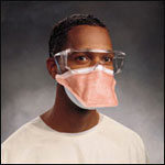 Photo:  Man wearing a pouch-style N95 respirator