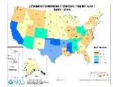 US Map showing number EWP events by state, 1986-2006