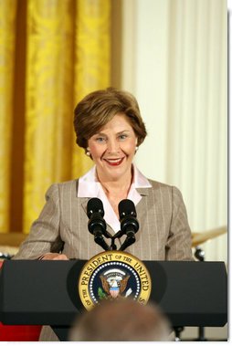 Mrs. Laura Bush delivers remarks at the Helping America's Youth Event Thursday Feb. 7, 2008, in the East Room of the White House. White House photo by Shealah Craighead