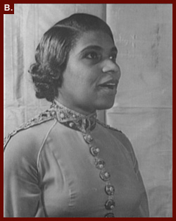 Carl Van Vechten, photographer. [Portrait of Marian Anderson singing], 1940. Prints and Photographs Division. Anderson's 1936 recording of He's Got the Whole World in His Hands was named to the 2003 National Recording Registry.