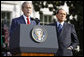 President George W. Bush addresses his remarks Monday, Oct. 13, 2008, welcoming Italian Prime Minister Silvio Berlusconi to the White House. White House photo by Eric Draper