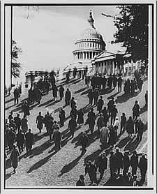 U.S. Capitol. Photographic montage of people walking to U.S. Capitol.