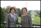 Mrs. Laura Bush greets First Lady of the Slovak Republic, Mrs. Silvia Gasparovicova, on the Truman Balcony of the White House, during Mrs. Gasparovicova's visit on Oct. 9, 2008. White House photo by Joyce N. Boghosian