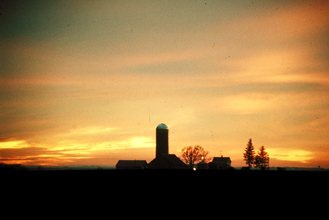 Farmstead at sunset.  NRCS photo by Tim McCabe.