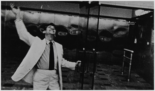 Leonard Bernstein outside the National Theatre in Washington, DC