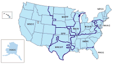 Figure 8. North American Electric Reliability Council
        Regions for the Contiguous United States and Alaska