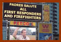 BLM firefighter waves on the big screen at Petco Park