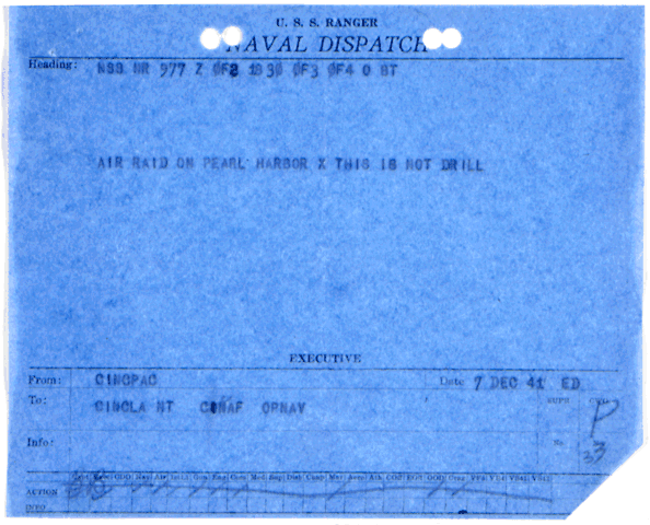 Image 1 of 1, Naval dispatch from the Commander in Chief Pacific