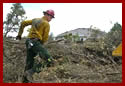 A worker constructs a firebreak at the Pine Hill Preserve