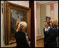 Mrs. Laura Bush and Mrs. Kateryna Yushchenko listen to Ms. Natalia Klimenko, General Director of the Taras Shevchenko National Museum, as she describes a painting by the great Ukrainian poet and artist during their tour Tuesday, April 1, 2008, in Kyiv. White House photo by Shealah Craighead