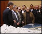 President George W. Bush participates in a briefing on Sochi 2014 Winter Olympics Saturday, April 5, 2008, as he joins Russia's President Vladimir Putin at President Putin's summer president retreat in Sochi. White House photo by Eric Draper