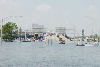 flooded bridge in New Orleans