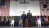 U.S. Army Gen. Walter "Skip" Sharp, left, and U.S. Army Gen. Burwell "B.B." Bell stand at the conclusion of the change of command ceremony for commander, U.S. Forces Korea, June 3, 2008. Sharp assumed command from Bell at the top U.S. military post on the Korean peninsula. 