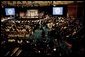 President George W. Bush addresses the Organization of American States General Assembly Monday, June 6, 2005, in Ft. Lauderdale, Fla. "The ties that bind the Americas are particularly vivid here in Florida," said the President, adding, "This state has benefited because immigrants from throughout the hemisphere have made their homes here." White House photo by Eric Draper